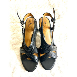 Patricia Nash Ornelia Black Crisscross Leather Sandals Women Size 9.5M
